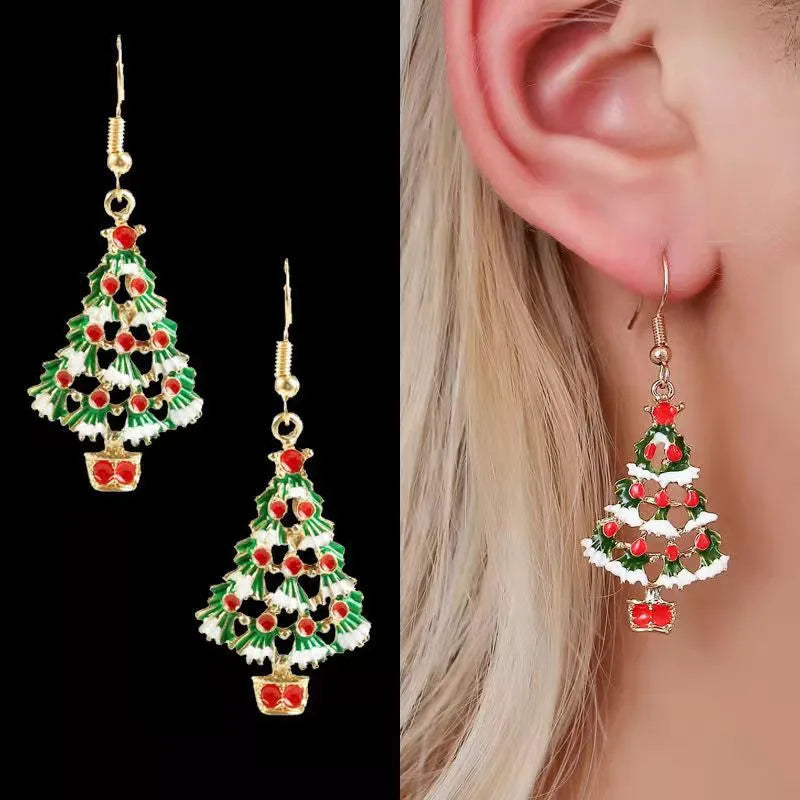 Winter Wonderland: Zircon Christmas Tree Earring Set