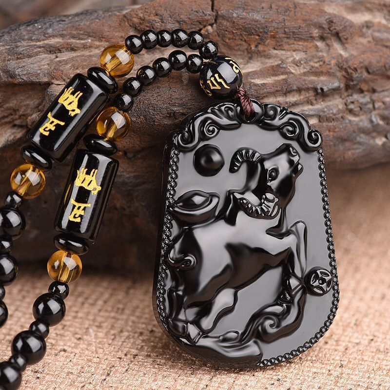 Obsidian -Animal Signs Necklace