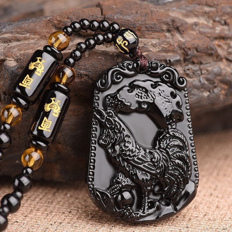 Obsidian -Animal Signs Necklace