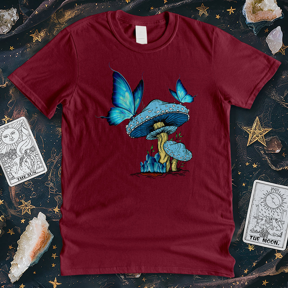 Blue Butterfly Mushroom T-Shirt