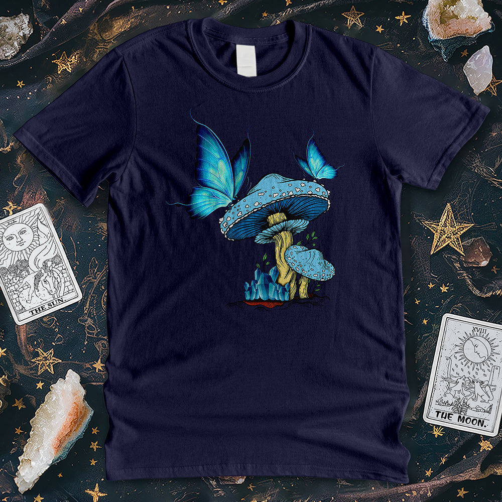 Blue Butterfly Mushroom T-Shirt