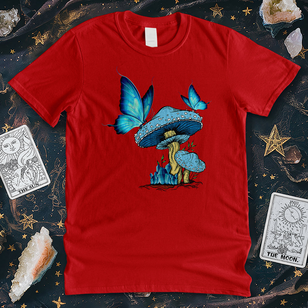 Blue Butterfly Mushroom T-Shirt