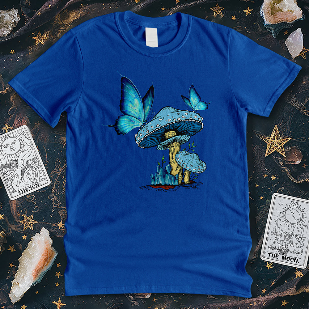 Blue Butterfly Mushroom T-Shirt