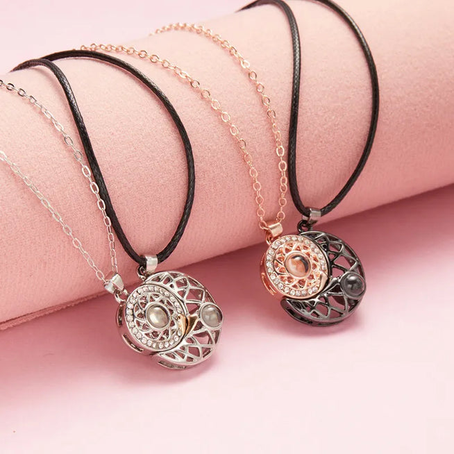 Celestial Bond Necklaces: Sun & Moon Projection of Love