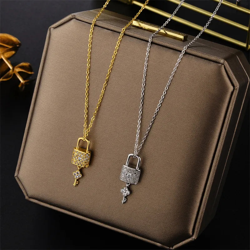 Zircon Lock & Key Necklace