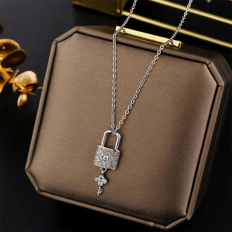 Zircon Lock & Key Necklace