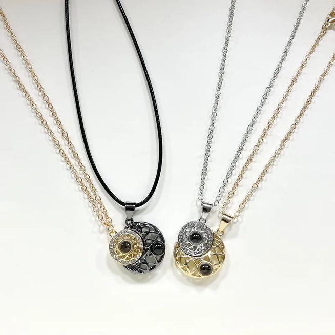 Celestial Bond Necklaces: Sun & Moon Projection of Love