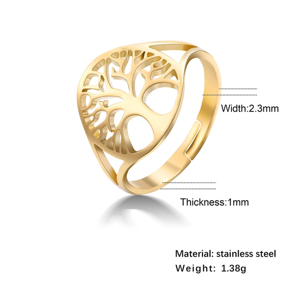 Intricate Tree of Life Steel Ring