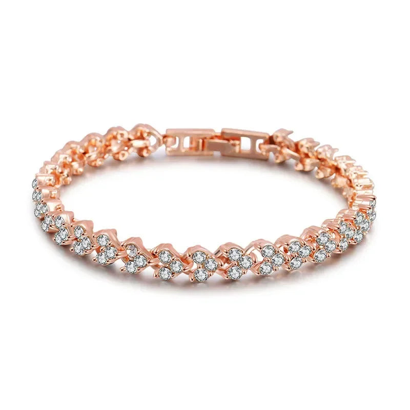 Heart Chain with Sparkling Rhinestone Bracelets