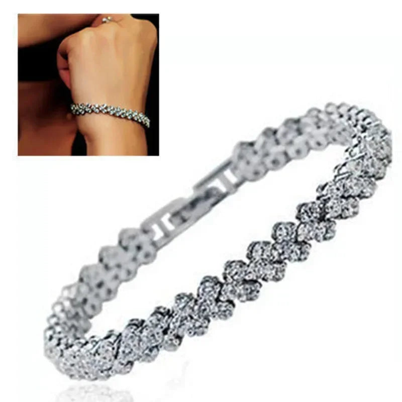 Heart Chain with Sparkling Rhinestone Bracelets