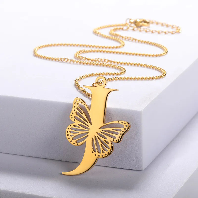 Monarch Butterfly Letter Necklace