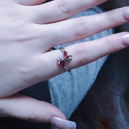 Red Zircon Crystal Fox Rings - Resizable