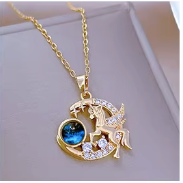 Celestial Unicorn Moon Pendant