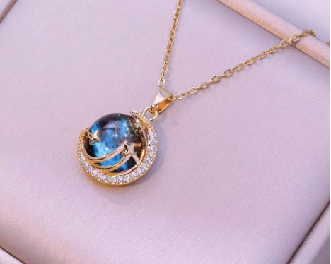 Ethereal Blue Zircon Celestial Necklace