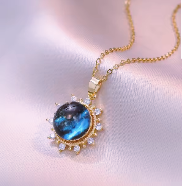 Radiant Blue Sunburst Necklace