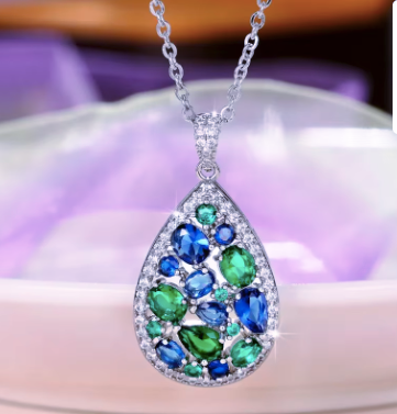 Aurora Gem Teardrop Necklace