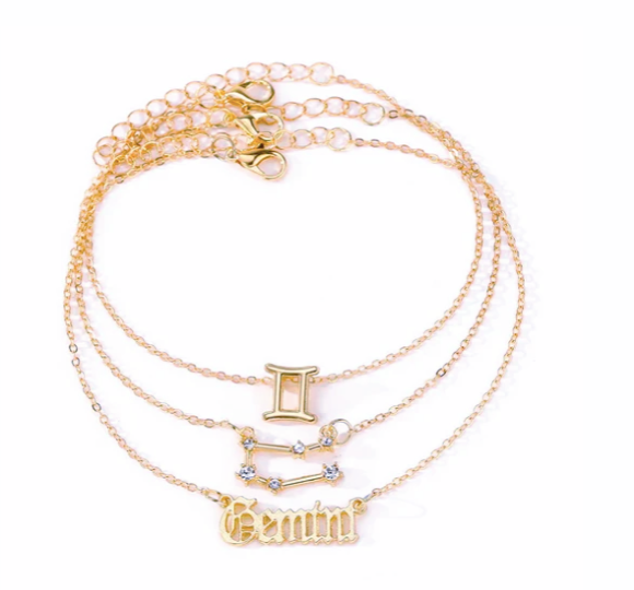 Celestial Trio: Star Zodiac Anklet Set