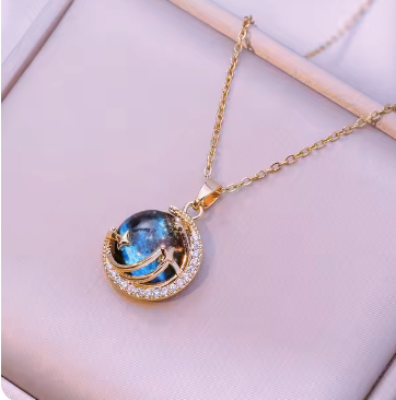 Ethereal Blue Zircon Celestial Necklace