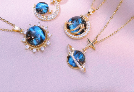 Radiant Blue Sunburst Necklace