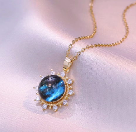 Radiant Blue Sunburst Necklace