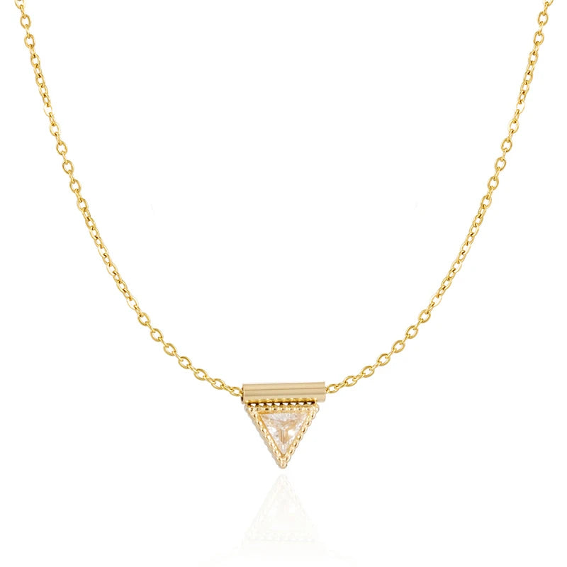 Celestial Triad: Triangle Pendant with Zircon Necklace
