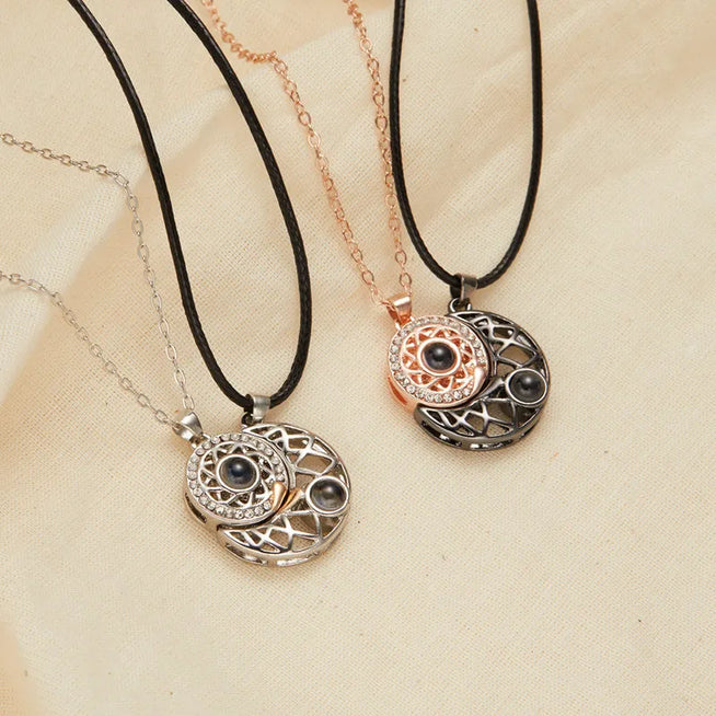 Celestial Bond Necklaces: Sun & Moon Projection of Love