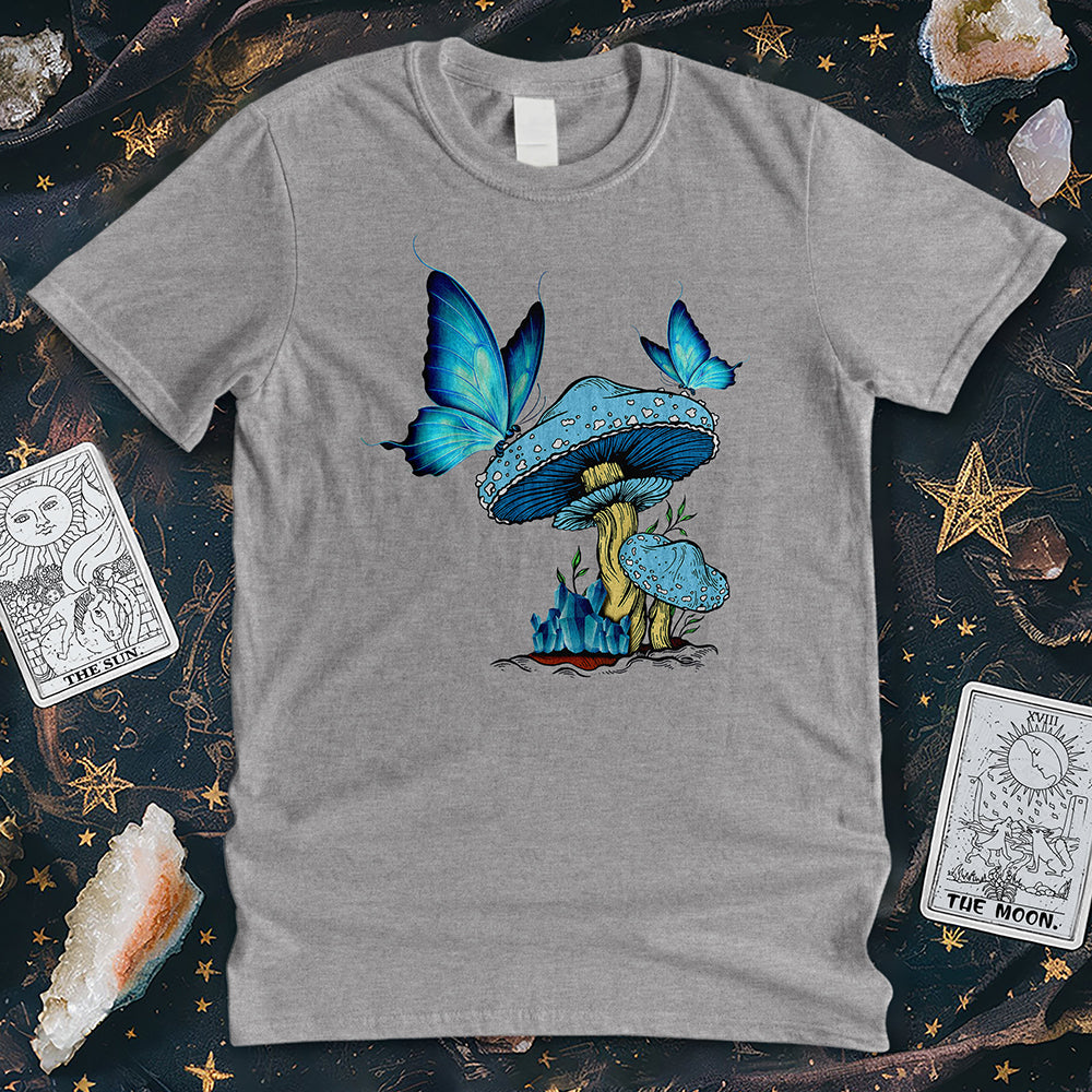 Blue Butterfly Mushroom T-Shirt