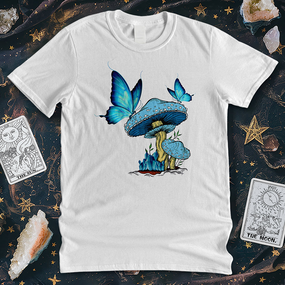 Blue Butterfly Mushroom T-Shirt