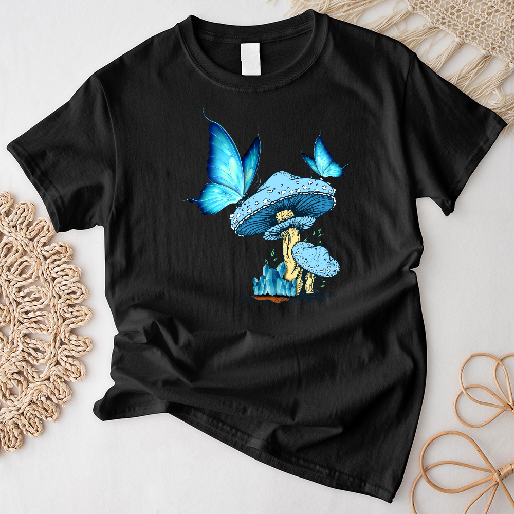 Blue Butterfly Mushroom T-Shirt