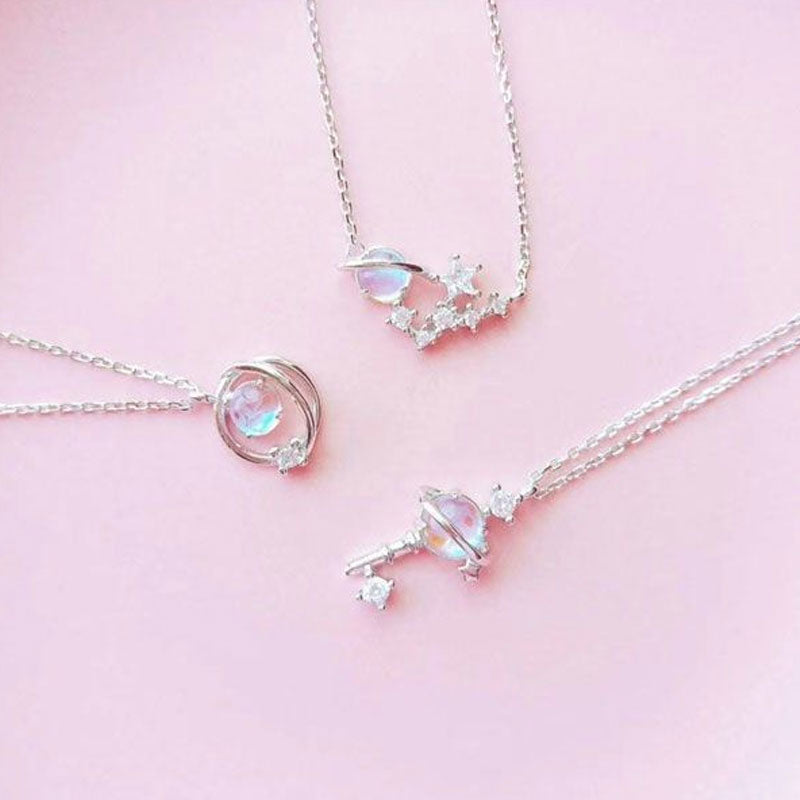 Pink Aurora Star Key Necklace