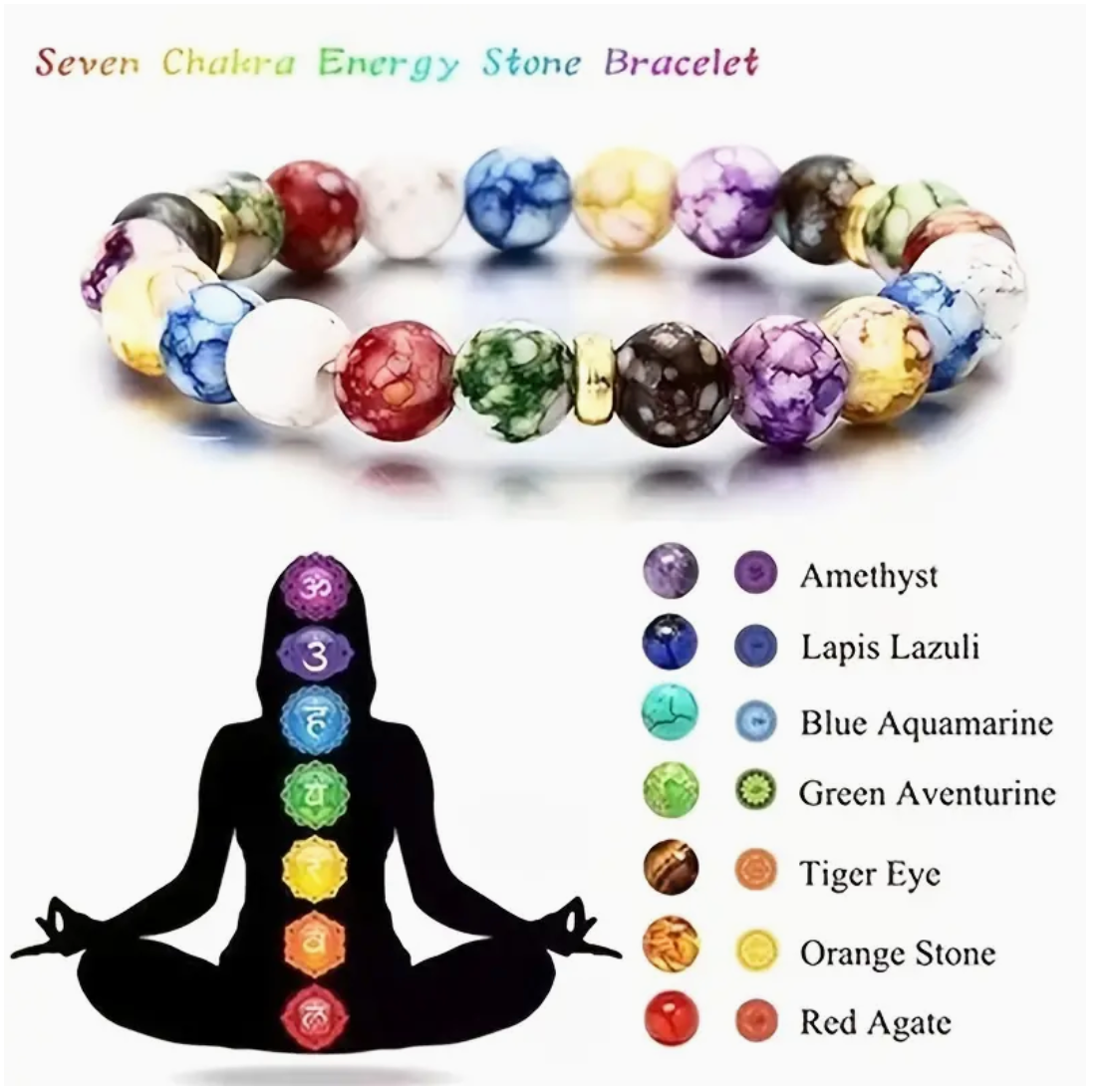 7-Chakra Energy Stone Bracelet (Unisex)