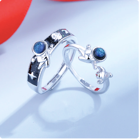 Starry Sky Couples Rings Set